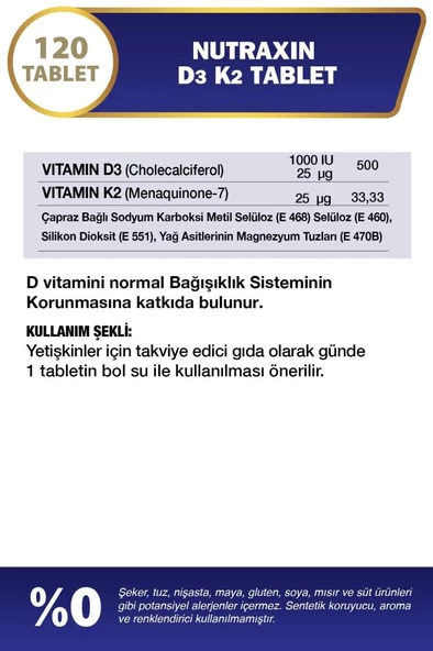 Nutraxin D3K2 120 Tablet - 2