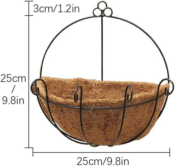 Çiçek Sepeti Duvar Saksısı Kapı Sepeti Coco Elyaf Makreme Saksı 25cm - 8