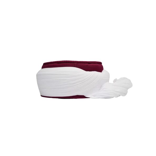 Taylasanlı Sarık-Beyaz Kumaş-Bordo Takke-Yuvarlak Sarım-Nali Şerif-5 metre - 3