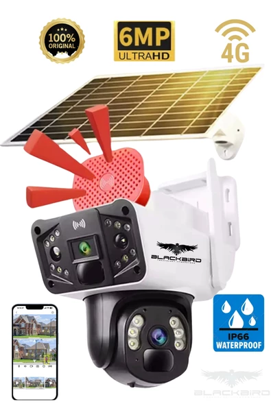 Okam-3915 Beyaz 6 Mp 4G Solar Dual Lens Alert Ptz Kamera