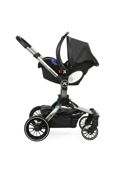 Spin 360 Derece Dönebilen Bebek Arabası Siyah gri Kasa - 5