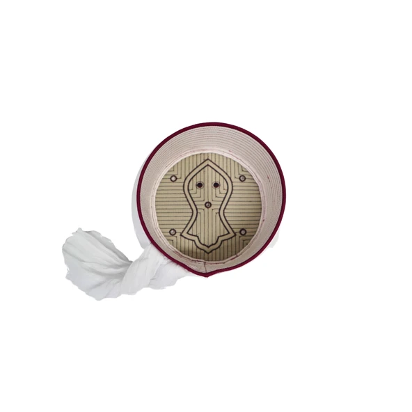 Taylasanlı Sarık-Beyaz Kumaş-Bordo Takke-Düz Sarım-Nali Şerif-5 metre - 5