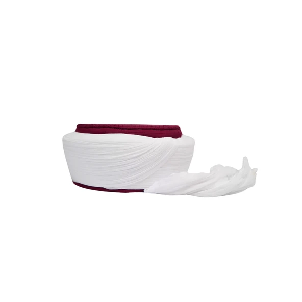 Taylasanlı Sarık-Beyaz Kumaş-Bordo Takke-Düz Sarım-Nali Şerif-5 metre - 2