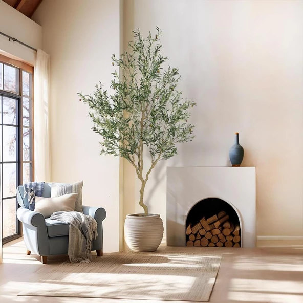 Nettenevime Yapay Zeytin Ağacı Lüx 240cm Doğal Gövdeli Gerçek Görünümlü Yapay Ağaç - Resim 2