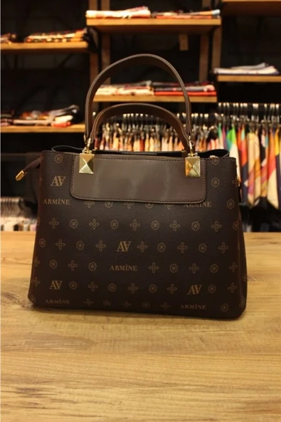 Kadın Omuz Çanta Klasik 206 Kahve Baskılı - Resim 2