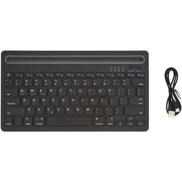 General Mobile E-Tab 4 10.1" Uyumlu Kablosuz Bluetooth Şarj Edilebilir Tablet Telefon Standlı Klavye - Gri - 4