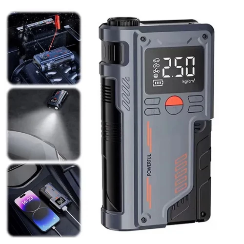 Mefa Ös 150PSI 8000MAH Şarjlı 120W Araç Lastik Şişirme Pompası ve Araç Akü Takviye Cihazı Starter - 4