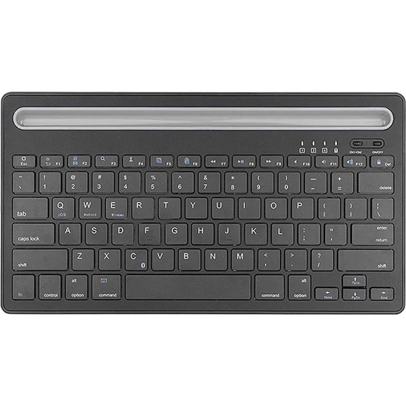 Lenovo Tab P11 Pro J706F 11.2" Uyumlu Kablosuz Bluetooth Şarj Edilebilir Tablet Telefon Standlı Klavye - Gri