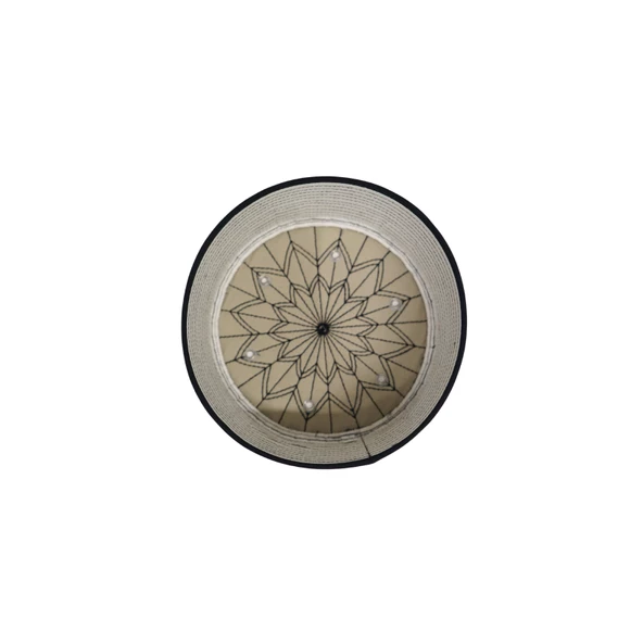 SARIKHANE Talebe Sarığı-Beyaz Kumaş-Siyah Takke-Düz Sarım-Kuş Gözlü-5 metre - 6