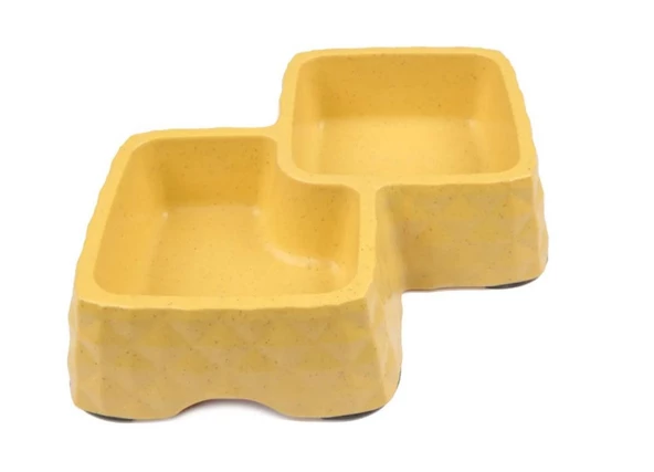 Bobo Bambu İkili Mama ve Su Kabı BO-3165  360ml+430ml Sarı - Resim 2