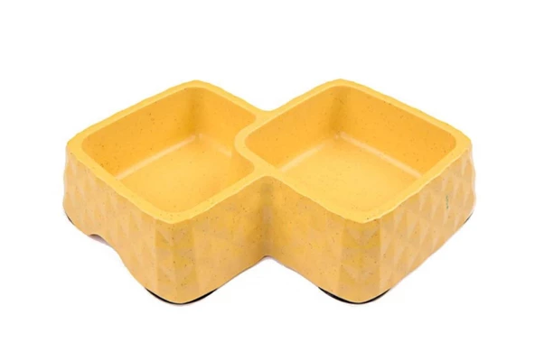 Bobo Bambu İkili Mama ve Su Kabı BO-3165  360ml+430ml Sarı ürün görseli