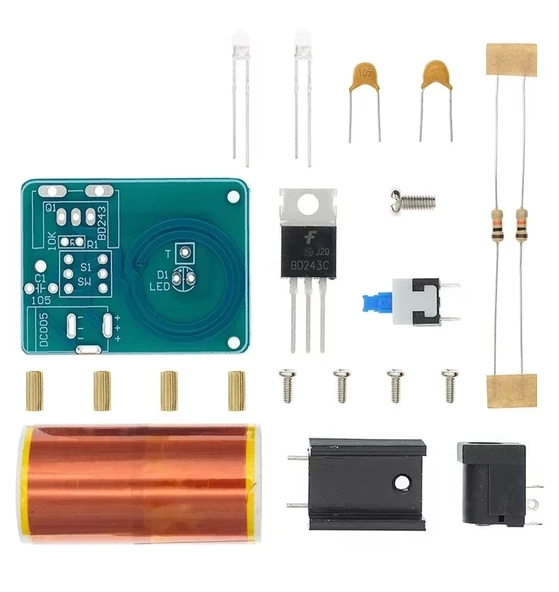 Mini Tesla Bobin Kit Demonte Modül Kablosuz Enerji İletimi BD243 DC 9 / 12V Temassız Elektrik - Resim 4