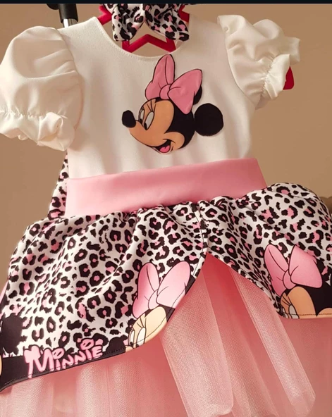 Minnie Mouse Elbise, Kız çocuk Tüllü Elbise, Mickey Mouse Kız Çocuk ELbise - Resim 5
