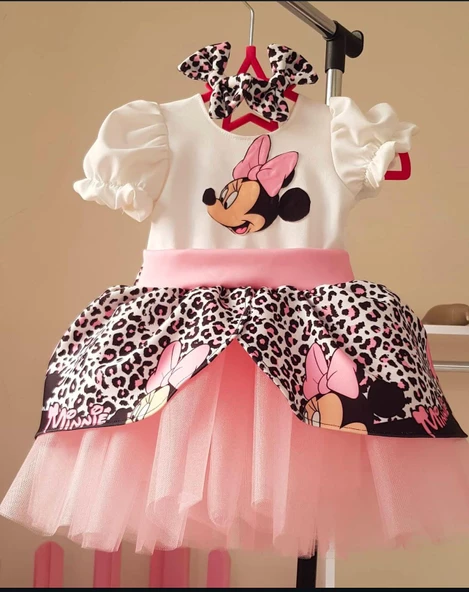 Minnie Mouse Elbise, Kız çocuk Tüllü Elbise, Mickey Mouse Kız Çocuk ELbise - Resim 9