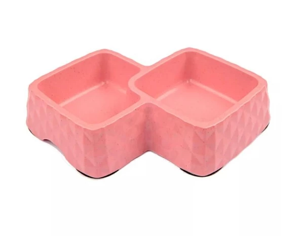 Bobo Bambu İkili Mama ve Su Kabı BO-3165  360ml+430ml Pembe ürün görseli