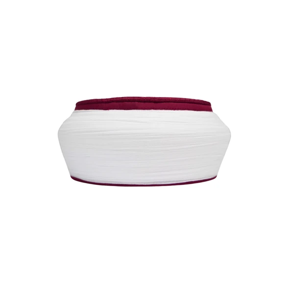 SARIKHANE Talebe Sarığı-Beyaz Kumaş-Bordo Takke-Yuvarlak Sarım-Nali Şerif-5 metre - 2
