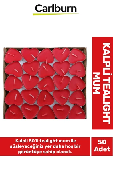 Özel Üretim Dekoratif Hediyelik Sevgili Özel Gün Süslemelerinde Kalpli 50'li Tealight Mum