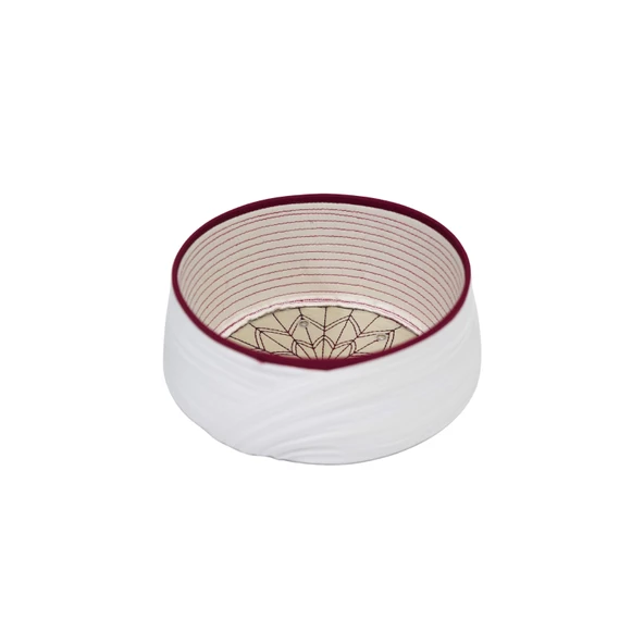 SARIKHANE Talebe Sarığı-Beyaz Kumaş-Bordo Takke-Düz Sarım-Kuş Gözlü-5 metre - 5