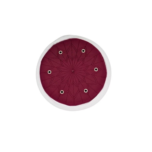 SARIKHANE Talebe Sarığı-Beyaz Kumaş-Bordo Takke-Yuvarlak Sarım-Kuş Gözlü-5 metre