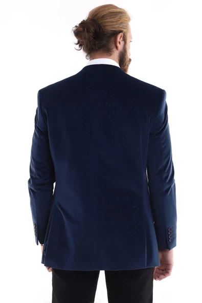 Presto Erkek Kadife Slimfit Kendinden Desenli Ceket Parlement 1533-300 - 5