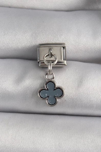MuI MuI 316L Çelik Gümüş Renk Sallantı Yonca Model Nomination Charm ürün görseli 1