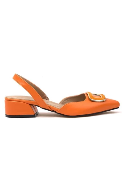 Kadın Karel Turuncu Alçak Topuk Arkası Açık Kare Tokalı Sandalet Terlik ( Outlet ) - 4