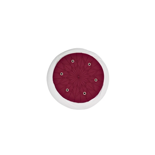 SARIKHANE Talebe Sarığı-Beyaz Kumaş-Bordo Takke-Çapraz Sarım-Kuş Gözlü-7 metre - 3