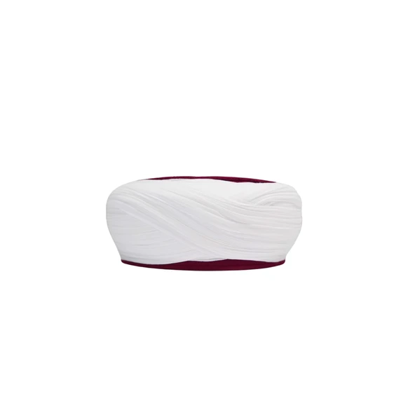 SARIKHANE Talebe Sarığı-Beyaz Kumaş-Bordo Takke-Çapraz Sarım-Kuş Gözlü-7 metre - 2