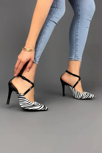 Kadın Riley Zebra Siyah Rugan Stiletto