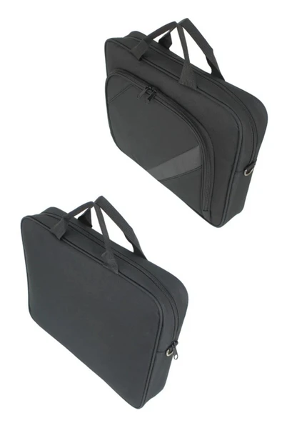 Case Club Siyah Sade Klasik Omuz Çantası Laptop Bölmeli Omuz Askılı - 5