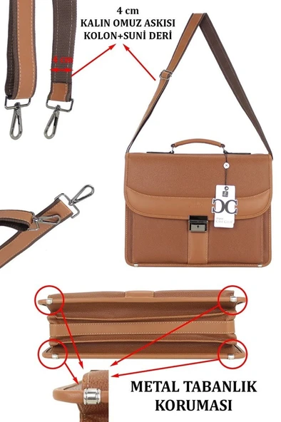 Case Club 2007 Laptop Evrak Çantası 15,6 İnç Kilit Mekanizmalı Omuz Askılı - 9