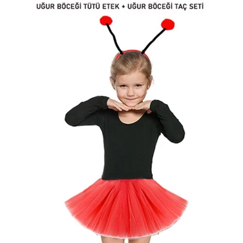 Kırmızı Uğur Böceği Tütü Etek ve Taç Seti ürün görseli