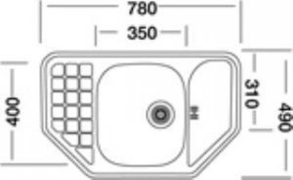 Gürçay Paslanmaz Çelik Köşe Evye 49*78 cm - 2