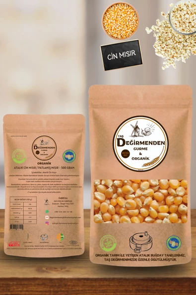 Taş Değirmenden Organik Organik Atalık Cin Mısır / Patlamış Mısır - 500 Gram