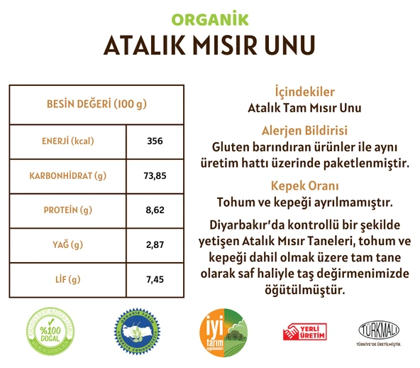 Taş Değirmenden Organik Organik Atalık Mısır Unu - 20 Kilo - Resim 2