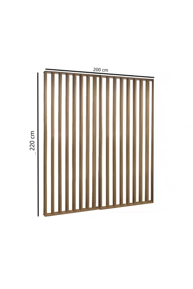Pinoxi 200Cm x 220Cm Ahşap Çıtalı Paravan Oda Ayırıcı Seperatör Duvar Dekor 200Cm x 220Cm - 3