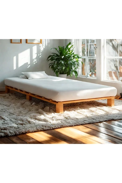 Pinoxi Ahşap Platform Karyola Ceviz Renk 100x200 Cm - 3