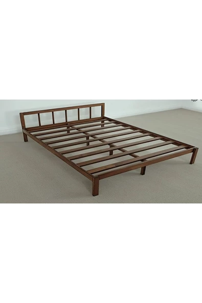Pinoxi Masif Ahşap Başlıklı Karyola 100x200 Cm Ceviz Renk - 4
