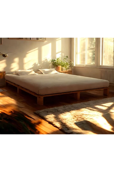 Pinoxi Ahşap Platform Karyola Ceviz Renk 160x200 Cm - 2