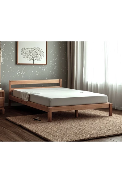 Pinoxi Masif Ahşap Karyola Çift Kişilik 140x200 Cm Doğal Ahşap Natural - 3