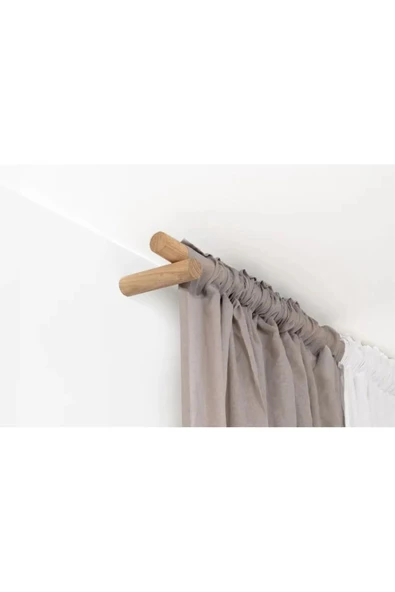 Pinoxi 75Cm Masif Ahşap Perde Askısı Rustik Ahşap Boru 75 Cm