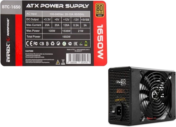 Rampage Bitcoin BTC-1650 1650W Power Supply Teşhir - 2