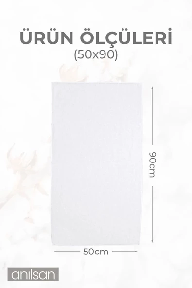 6'lı Beyaz El Havlusu - 50x90 Cm, 225 Gr, %100 Pamuk, Spa Ve Otel Havlusu, Günlük Kullanıma Uygun - 4