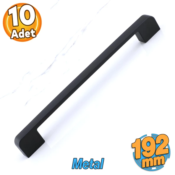 10 Adet Radus 192 mm - 19.2 cm Siyah Metal Mobilya Çekmece Mutfak Dolabı Dolap Kulpları Kulbu Kulpu