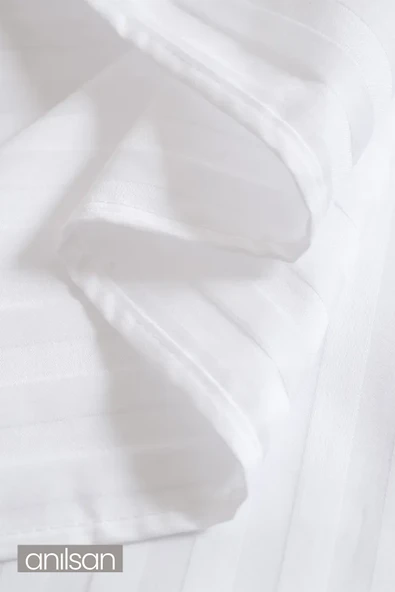 Çizgili Saten Lastiksiz Çarşaf %100 Pamuk Tek / Çift Kişilik 83tel - 3