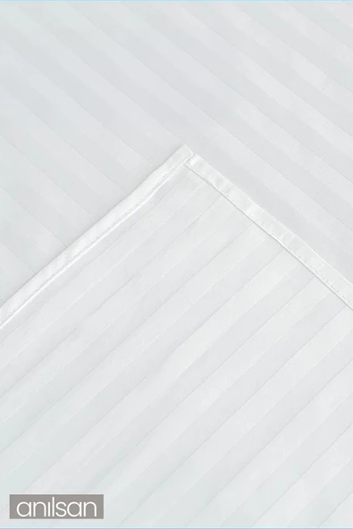 Çizgili Saten Lastiksiz Çarşaf %100 Pamuk Tek / Çift Kişilik 83tel