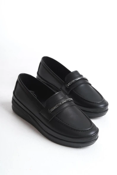 Kadın Önü Parlak Taş Detaylı Rahat Taban Günlük Ayakkabı Loafer - 8