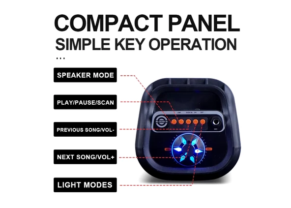Platoon PL-4625 BLUETOOTH,SD,USB BAĞLANTILI RGB IŞIKLI SPEAKER (MS-3630BT-M) - 5