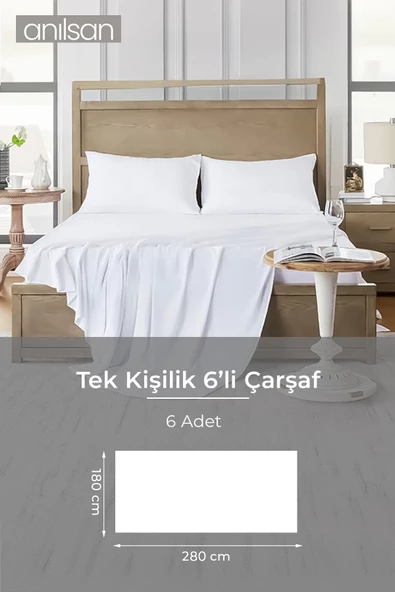 6'lı Lastiksiz Düz Beyaz Saten Çarşaf Tek/çift Kişilik Ev Ve Otel Çarşafı,83 Tel
