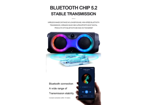 Platoon PL-4625 BLUETOOTH,SD,USB BAĞLANTILI RGB IŞIKLI SPEAKER (MS-3630BT-M) - 6